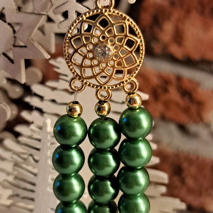 Collier chic vert doré et bronze multi rang - photo numéro 4