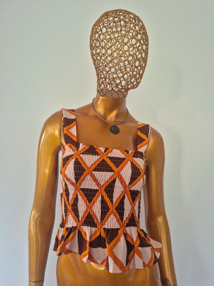 Top Court Femme Orange et Marron