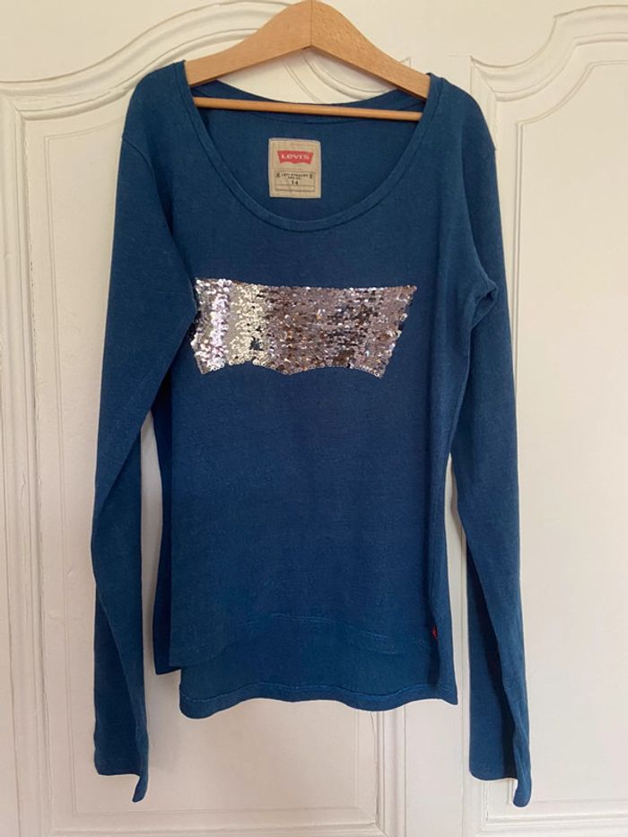 Tee-shirt manches longues fille à sequins Levi’s taille 14 ans