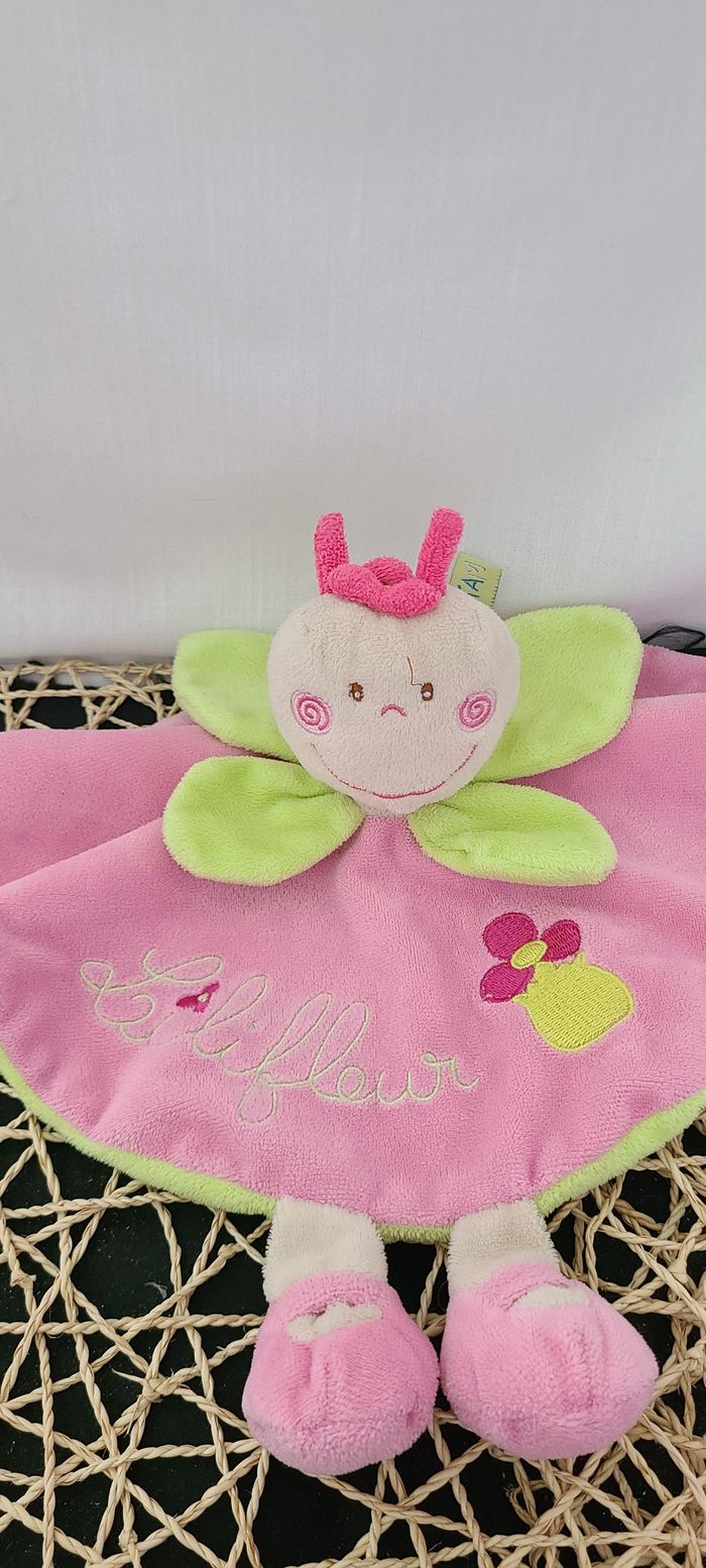 Doudou plat Lilifleur rose vert TITOUTAM - photo numéro 2