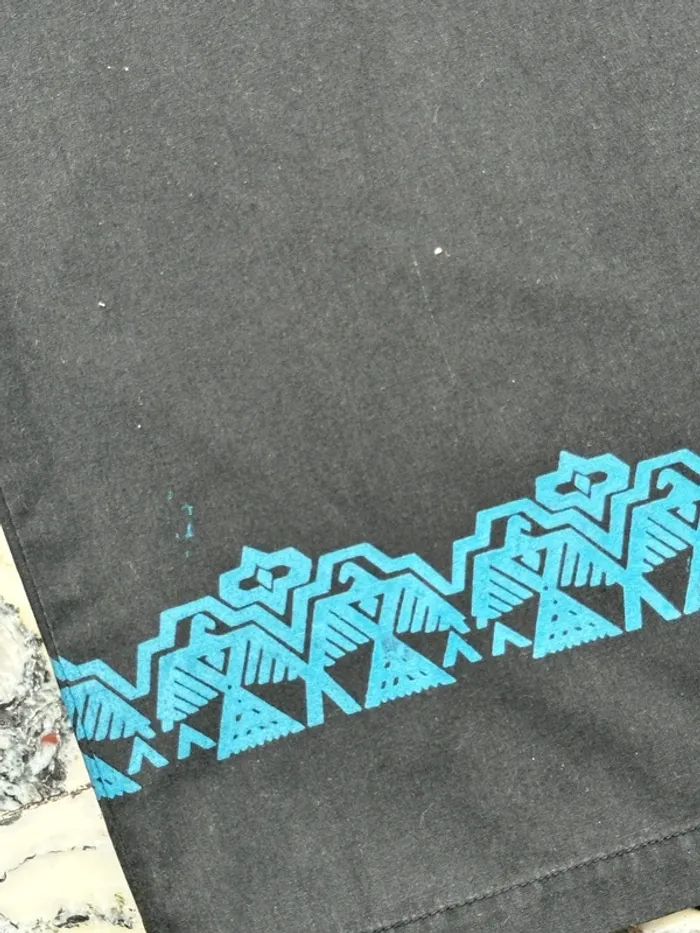 Chemise vintage à motifs loup noire et bleu taille XL - photo numéro 11