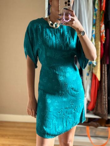 Robe occasion mango satinée vert canard