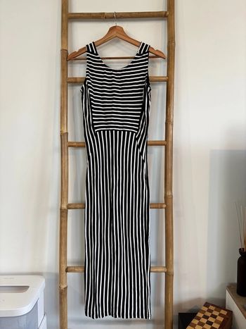 Robe longue à rayures - noir et blanc