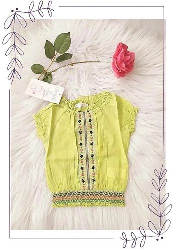 Blouse tunique bébé coton fin 6 mois vert pistache style ethnique bohème