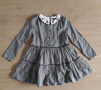 Sergent Major robe fille 8 ans – robe vichy noir et blanc col brodé manches longues