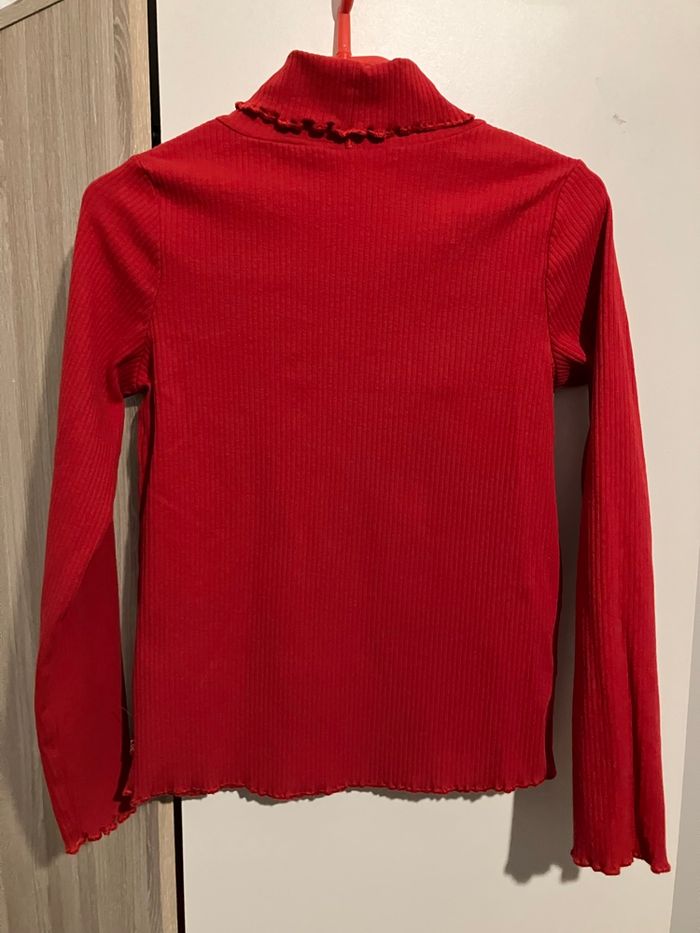 Sous pull côtelé rouge fille 8 ans okaidi - photo numéro 2