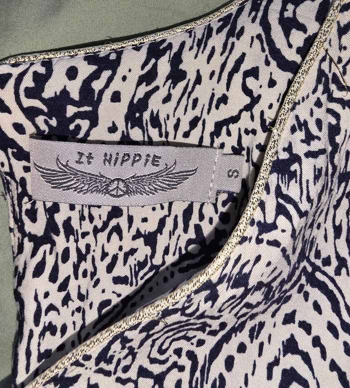 It Hippie Robe Courte Viscose Motifs Paisley Bleu Très Bon État Taille S - photo numéro 4