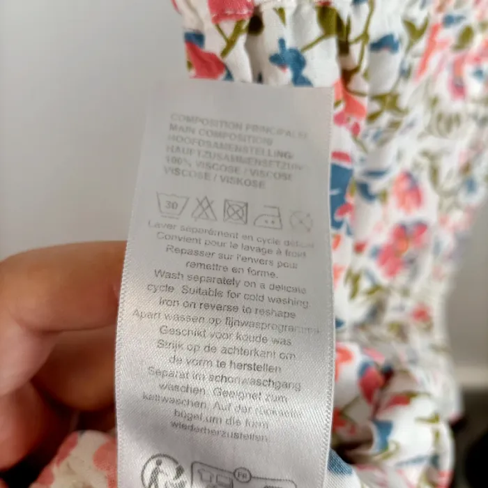 Jupe mi-longue blanche fleurie taille élastique viscose fluide imprimé coloré été taille 38 A1418 - photo numéro 5