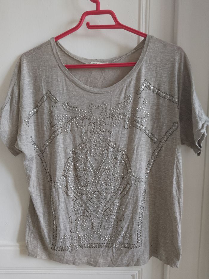 Haut gris à strass Orfeo Negro