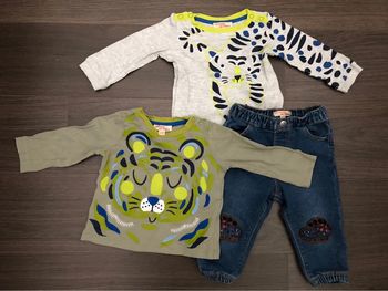 Ensemble DPAM jeans, body et haut 9 mois garçon