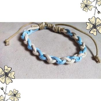 Bracelet tressé bleu beige | Bracelet réglable bohème unisexe