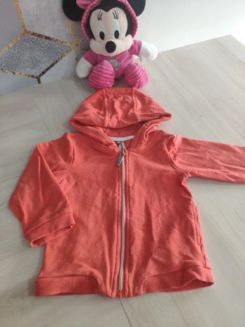 Gilet zippé à capuche orange Orchestra 12 mois mixte