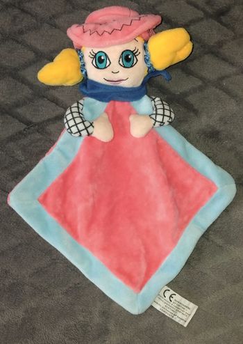 Doudou fille plat losange rose et bleu- Forest Fraispertuis