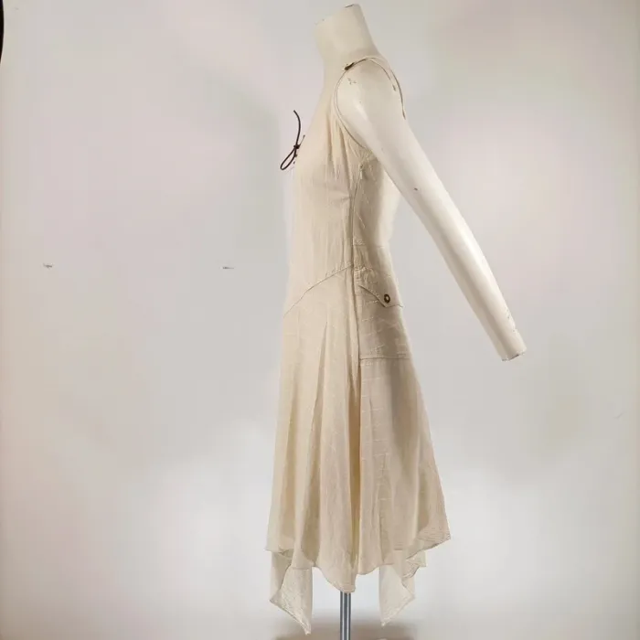 robe asymétrique IKKS beige et blanche empiècement bohème bretelles réglables taille 36 A313 - photo numéro 6