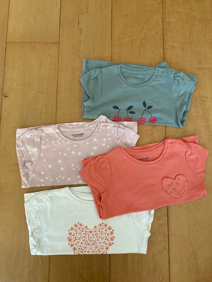 Lot de 4 tee shirts manches courtes - 12 mois