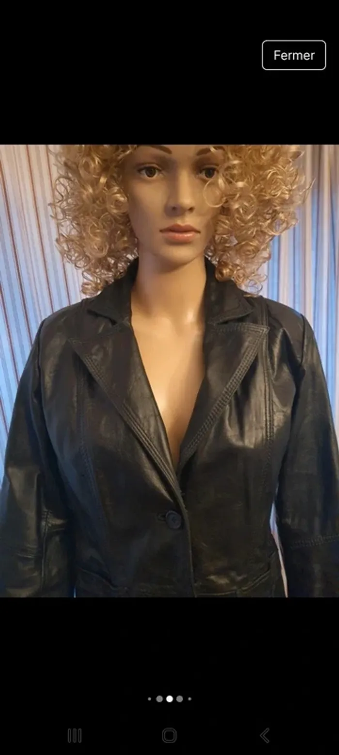 Blazer noir en cuir vintage Splendido taille 40 - photo numéro 6