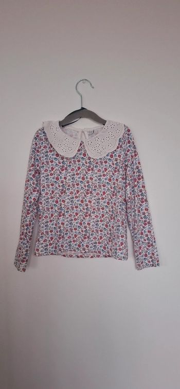 Blouse Printanière – Fleurs roses pastelles - Taille 6 ans