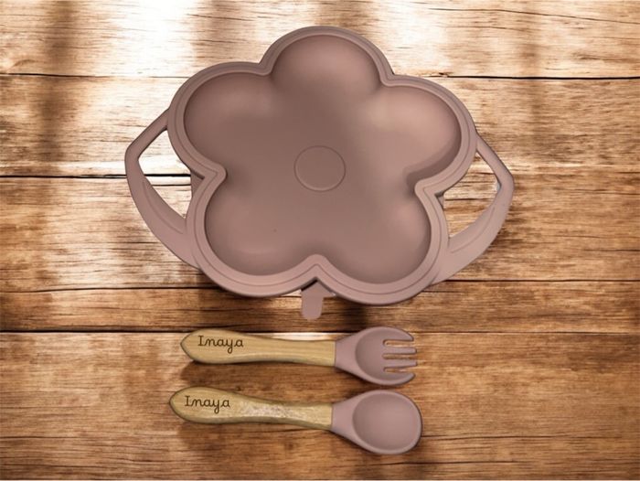 Set repas fleur en silicone personnalisé