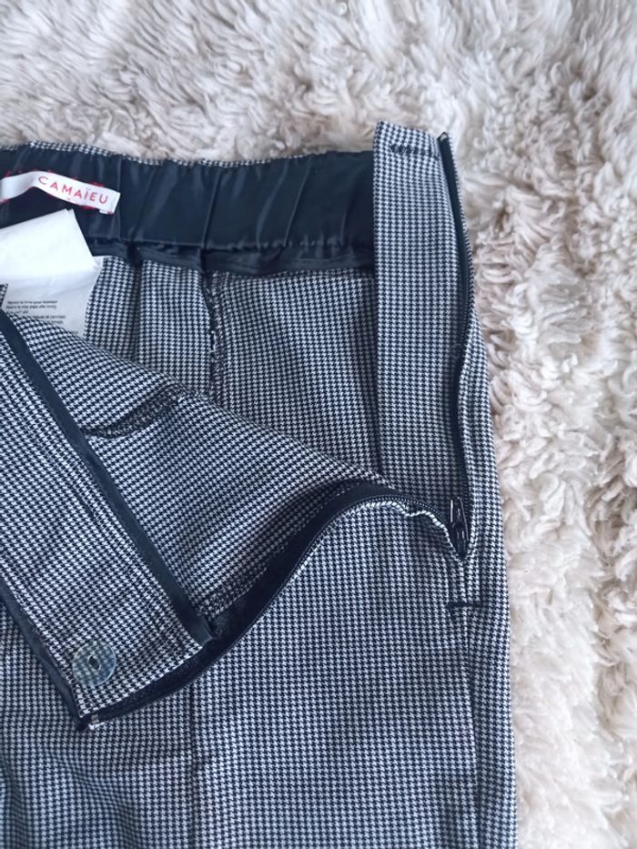 Pantalon 7/8 ème confortable et chic pied de poule T38 -Camaieu - photo numéro 4