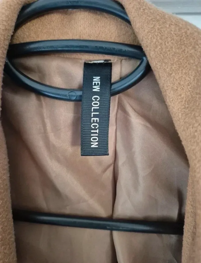Manteau marron ceinturé avec poches et bouton - photo numéro 3
