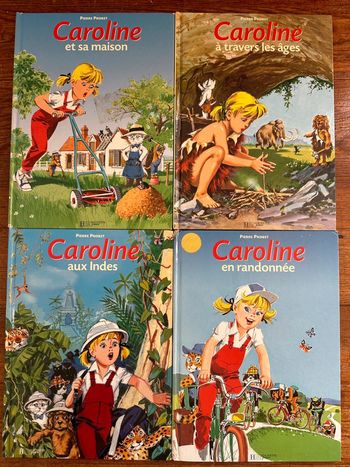 Lot de 4 livres Caroline reliure jaune beige Pierre Probst album bd vintage