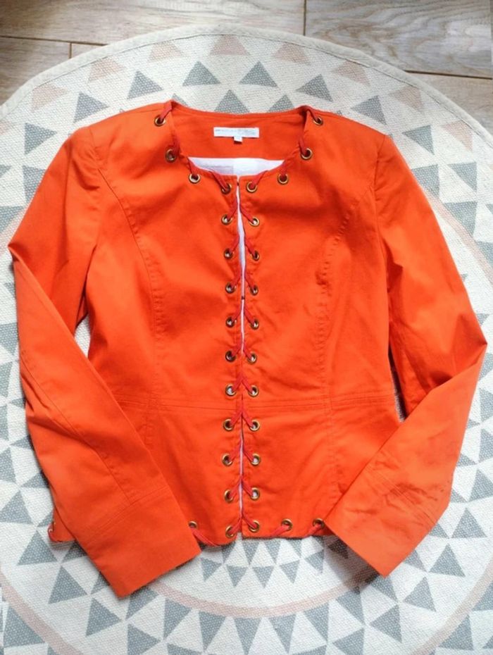 Blazer  lacé  Vintage  orange Neuf  Mariely Paris  38 =  36  actuel - photo numéro 5