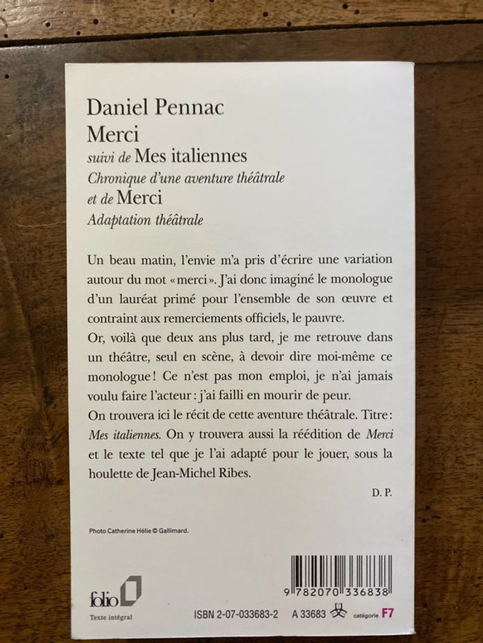 Merci, suivi de mes italiennes de Daniel Pennac - photo numéro 2