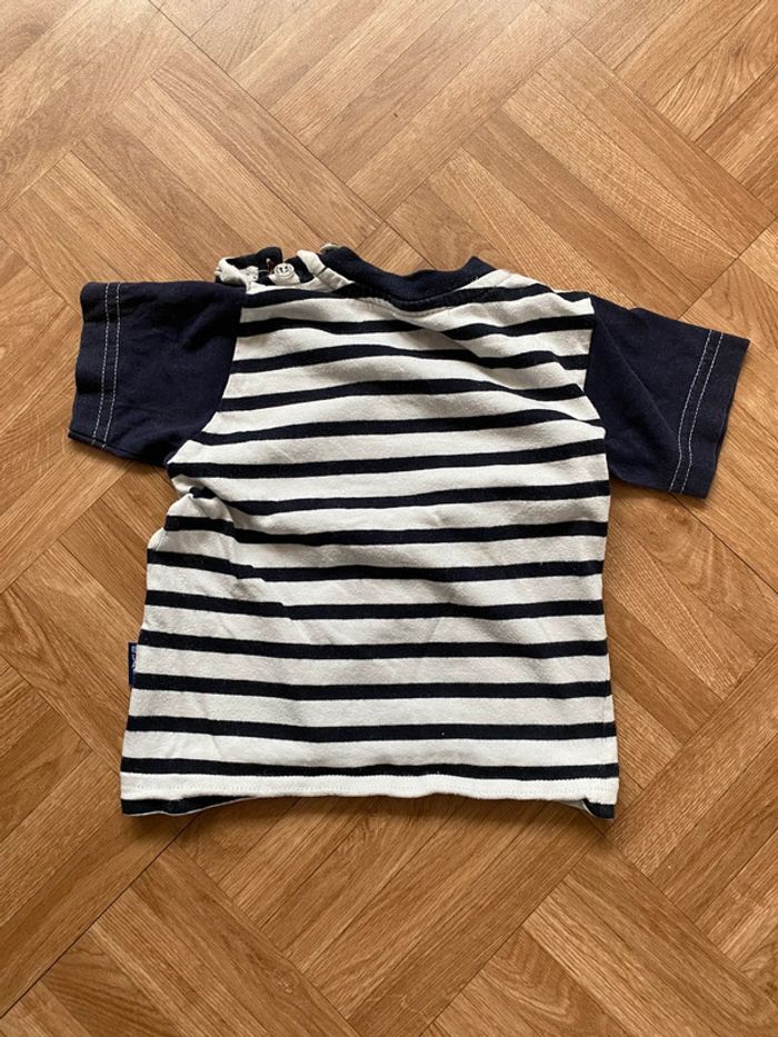 T-shirt à rayures marinière taille 12 mois vintage - photo numéro 3