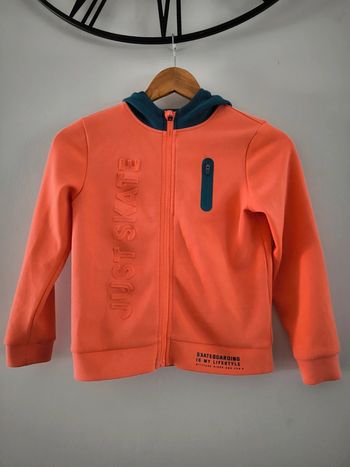Sweat zippé à capuche taille 8 ans orange