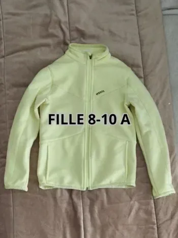 Blouson polaire fille zippé jaune fluo 8-10 ans