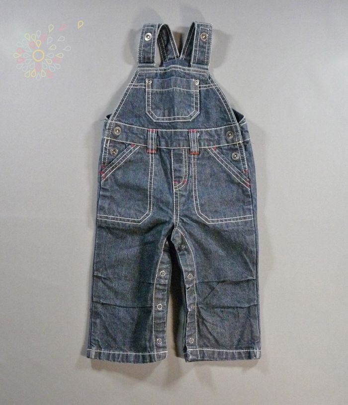 Salopette longue denim jean bleu foncé Vertbaudet 6 mois 68 cm garçon
