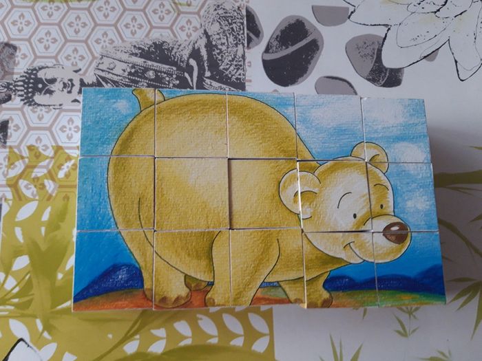 6 puzzles en cube en bois thème animaux sauvages - photo numéro 13