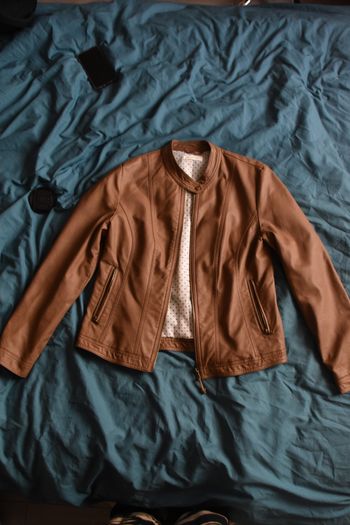 Veste simili cuir marron