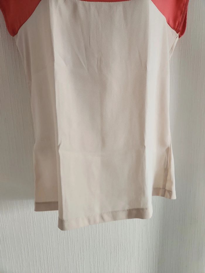 Blouse manches courtes Dolls S corail et beige - photo numéro 6