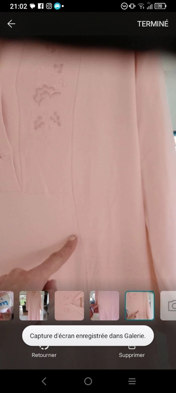 Robe de nuit longue xl vintage rose poudré c79 - photo numéro 9