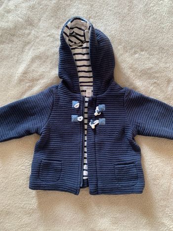 Pull marin bleu marine à capuche OBAIBI 6 mois