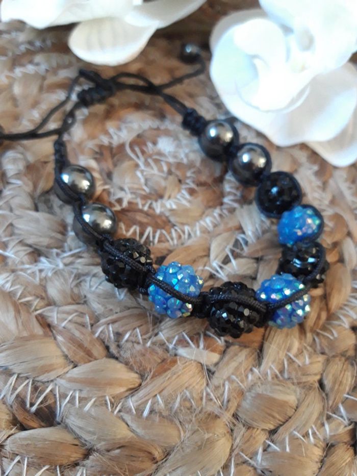 Bracelet fantaisie bleu et noir - photo numéro 2
