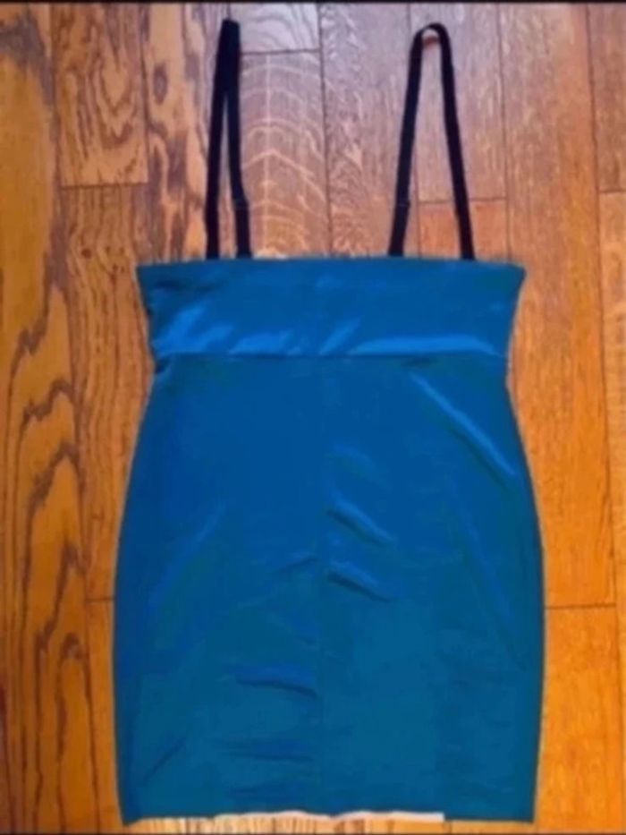 Sublime gaine passionata bleu turquoise et noir bretelle amovible - photo numéro 4