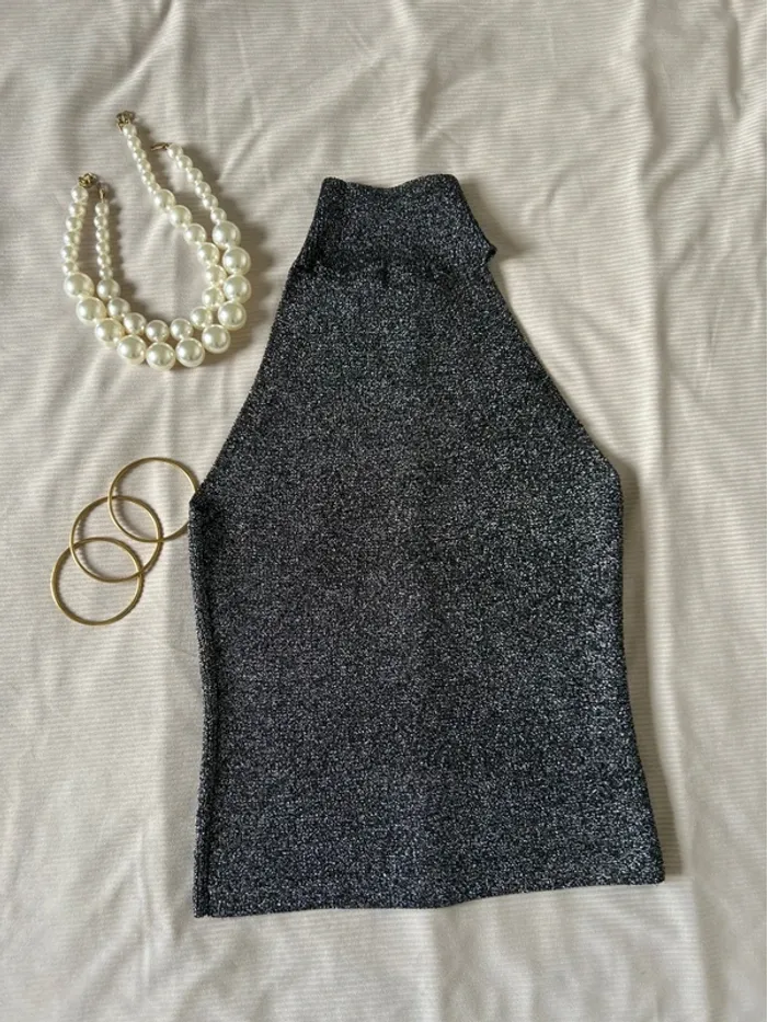 Débardeur gris argenté, H&M taille S - photo numéro 4