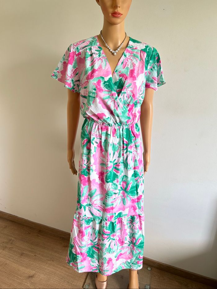 Robe longue imprimée à manches courtes By One taille M/L jamais portée