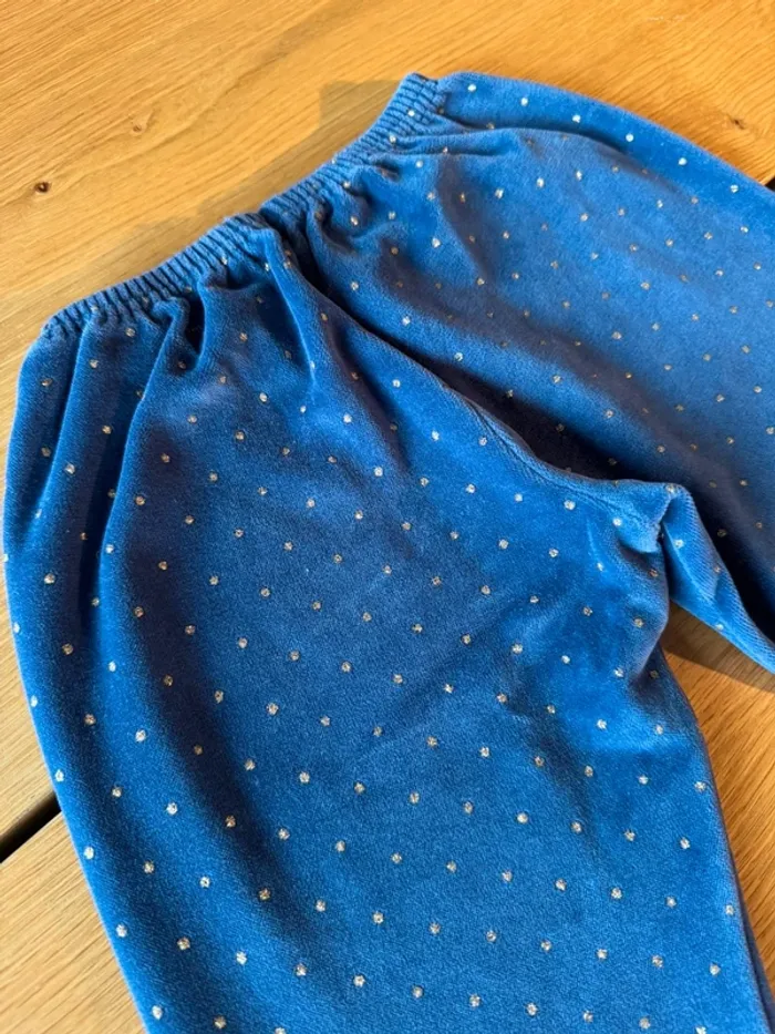 Pyjama 2 pièces en velours bleu marine et doré - Taille 3 Ans - photo numéro 14