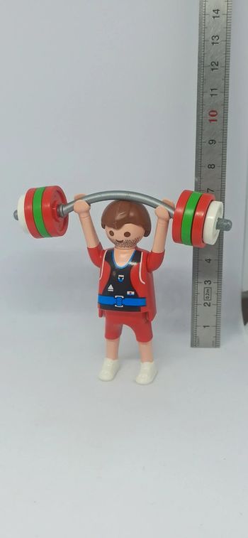 Homme sportif haltérophile playmobil