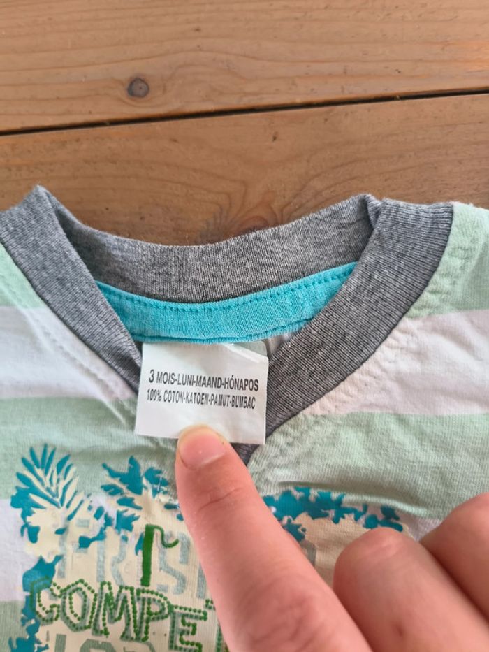 Lot 3 T-shirt manches courtes bébé garçon 3 mois - photo numéro 7
