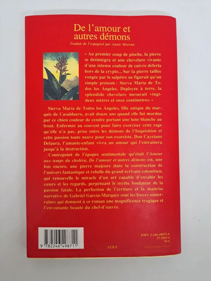 "De l'amour et autres démons", de Gabriel García Márquez.
Grasset.
252 pages.
ISBN : 2.246.49871.6 - photo numéro 2