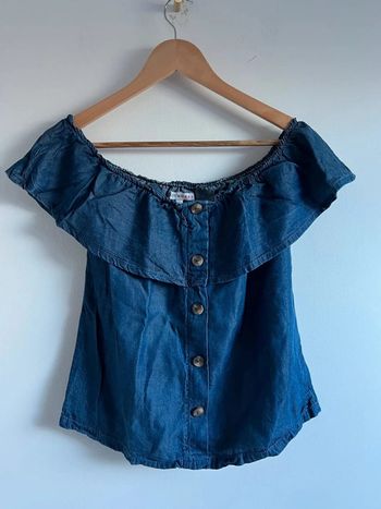 Top col bardot en jean
