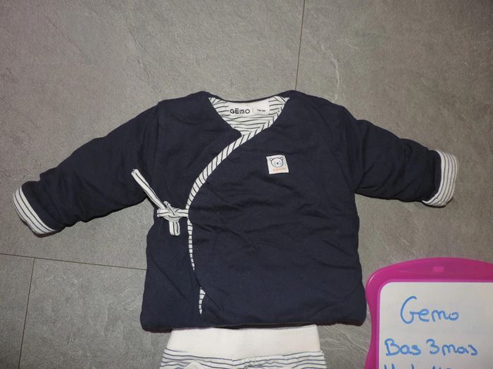 ensemble gémo haut taille 1-3 mois mais taille plus 3 mois réversible bas taille 3 mois - photo numéro 3