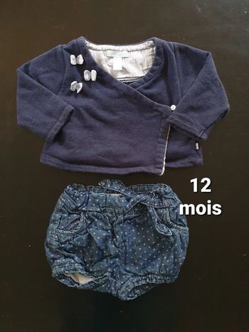 Ensemble short et gilet mi-saison pois et papillons