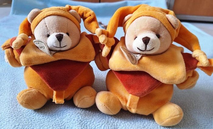 2 PELUCHES BOULES OURS ARLEQUINS - DOUDOU ET COMPAGNIE