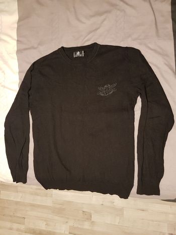 Pull noir maille col rond