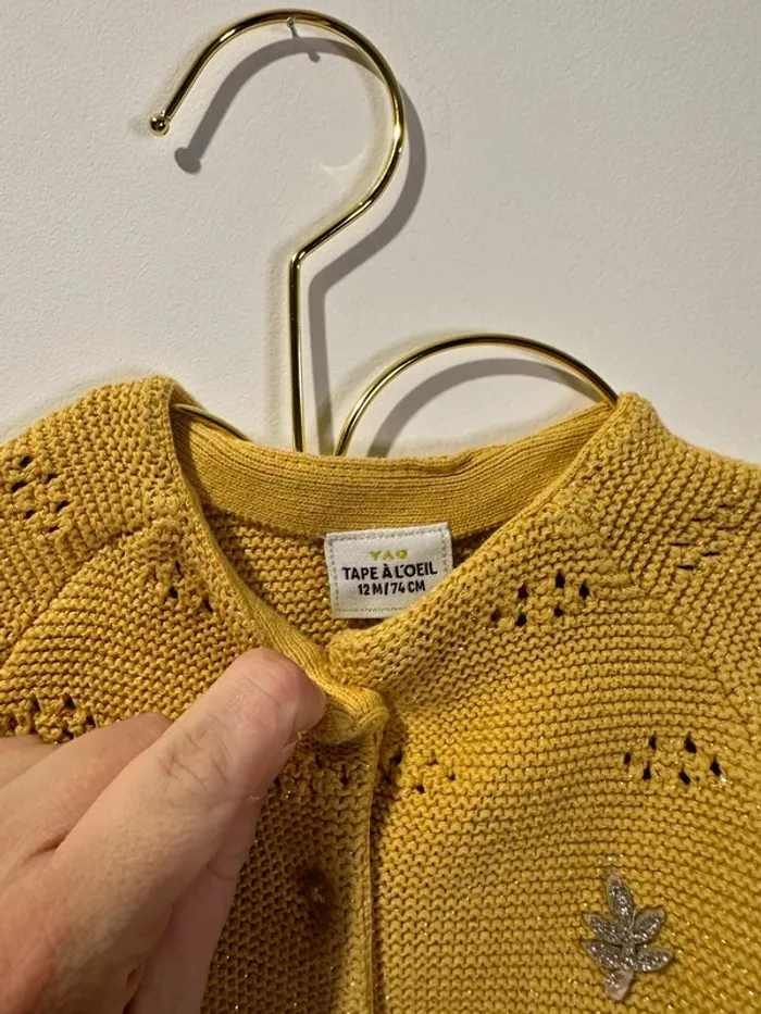 Gilet tape à l’œil 12 mois moutarde - photo numéro 2